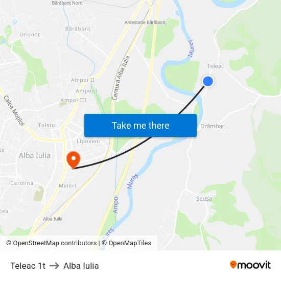 Teleac 1t to Alba Iulia map