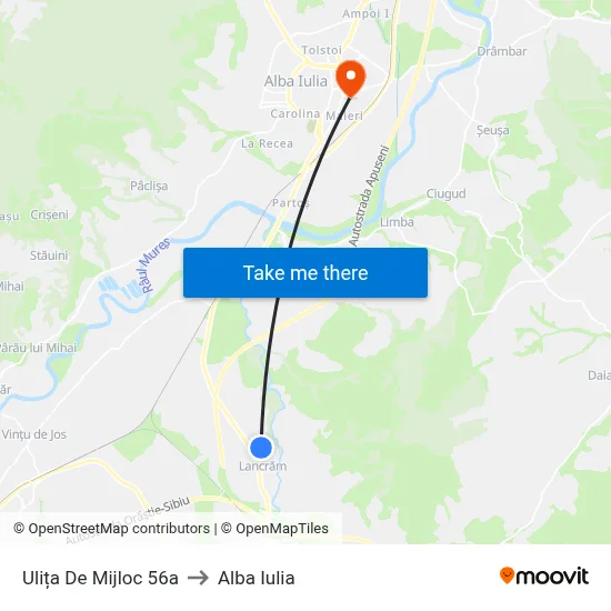 Ulița De Mijloc 56a to Alba Iulia map