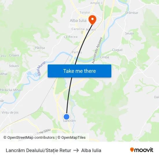 Lancrăm Dealului/Stație Retur to Alba Iulia map