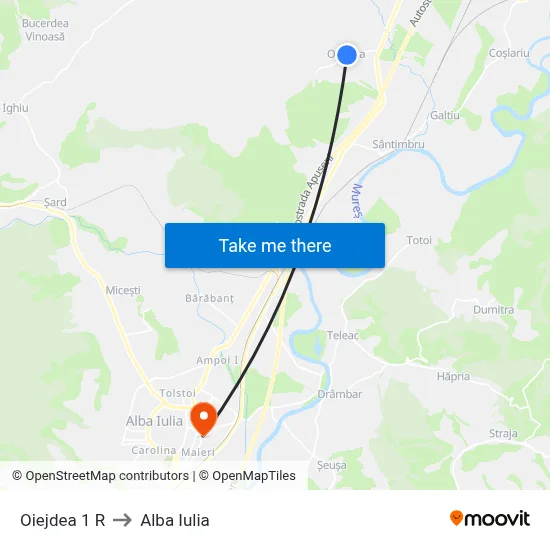 Oiejdea 1 R to Alba Iulia map