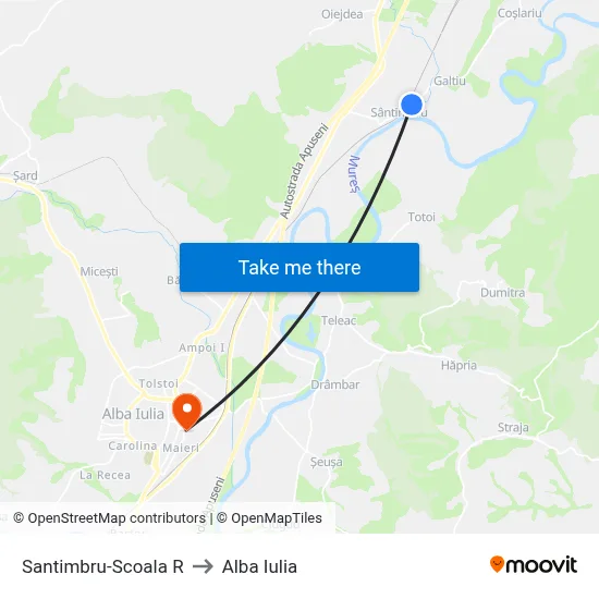 Santimbru-Scoala R to Alba Iulia map