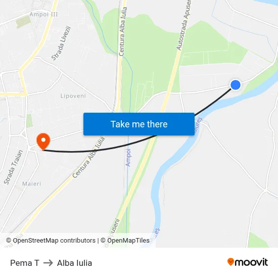 Pema T to Alba Iulia map