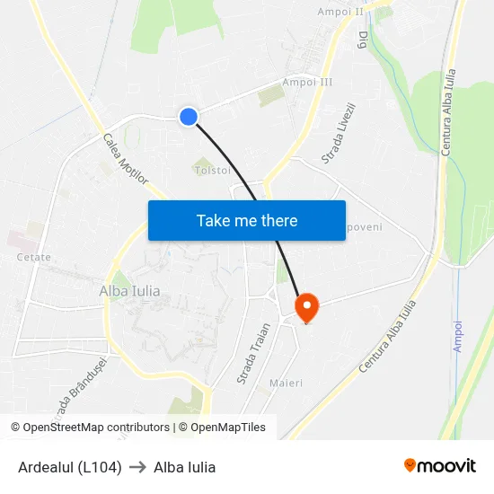 Ardealul (L104) to Alba Iulia map