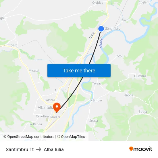 Santimbru 1t to Alba Iulia map