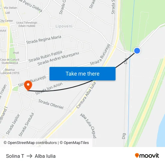 Solina T to Alba Iulia map