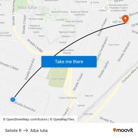 Seliste R to Alba Iulia map