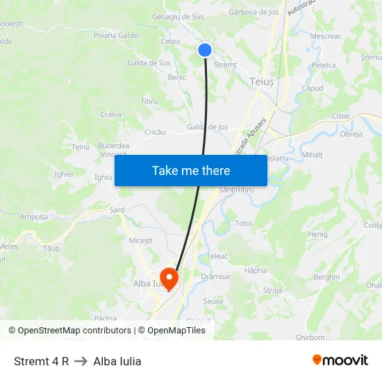 Stremt 4 R to Alba Iulia map