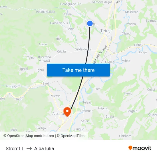Stremt T to Alba Iulia map