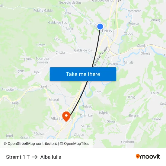 Stremt 1 T to Alba Iulia map