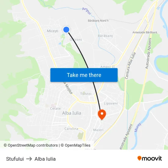 Stufului to Alba Iulia map