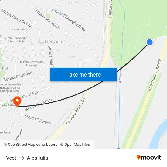 Vcst to Alba Iulia map