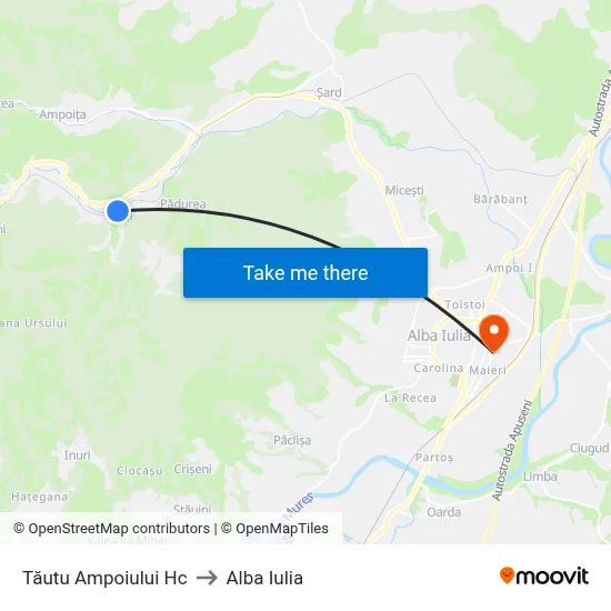 Tăutu Ampoiului Hc to Alba Iulia map