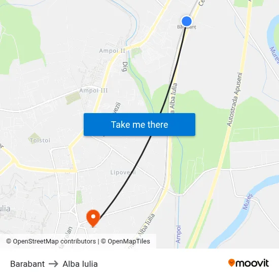 Barabant to Alba Iulia map