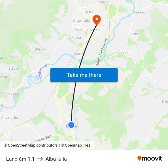 Lancrăm 1.1 to Alba Iulia map