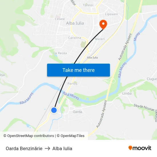 Oarda  Benzinărie to Alba Iulia map