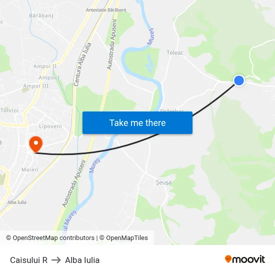 Caisului R to Alba Iulia map