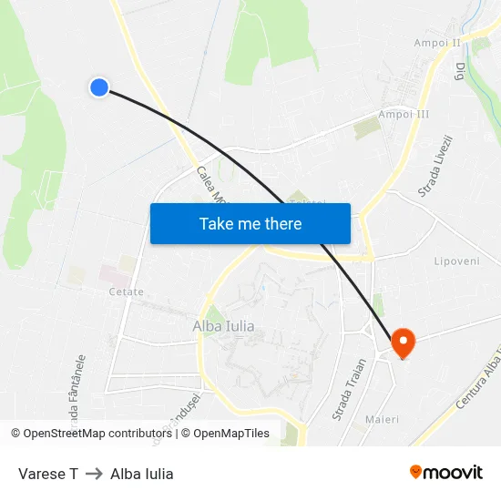 Varese T to Alba Iulia map