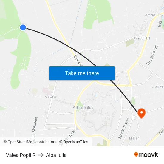 Valea Popii R to Alba Iulia map
