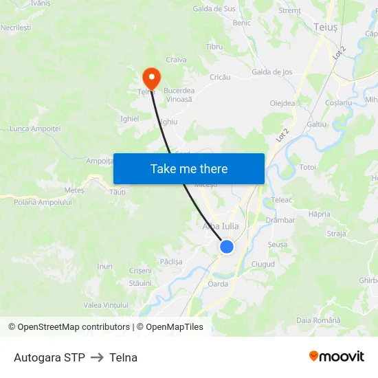 Autogara STP to Telna map