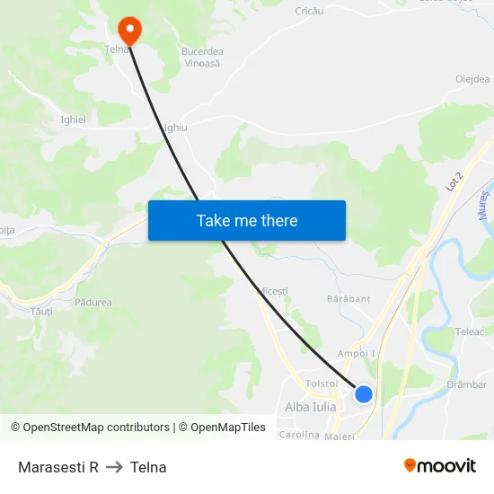 Marasesti R to Telna map