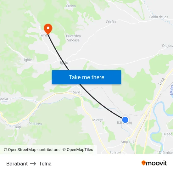 Barabant to Telna map
