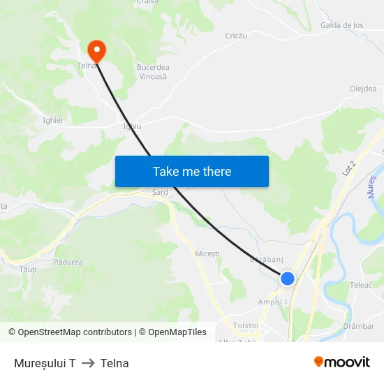 Mureșului T to Telna map