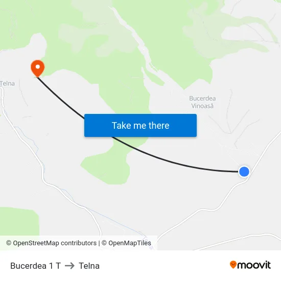 Bucerdea 1 T to Telna map