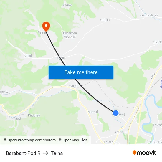 Barabant-Pod R to Telna map