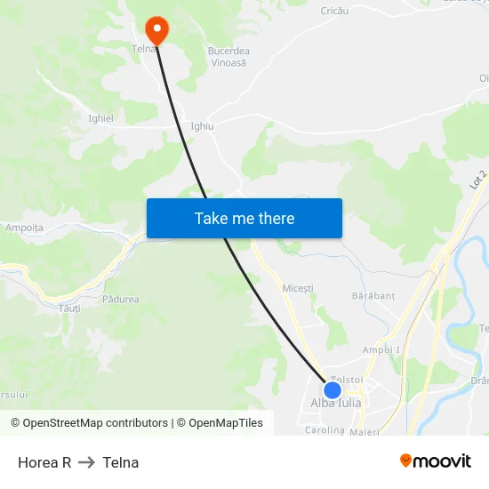 Horea R to Telna map