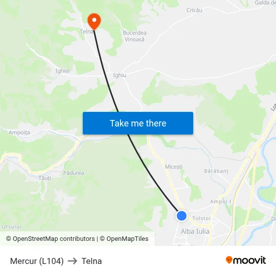 Mercur (L104) to Telna map