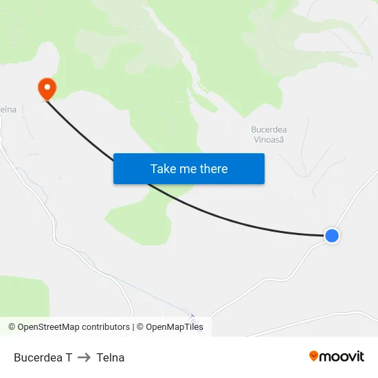 Bucerdea T to Telna map