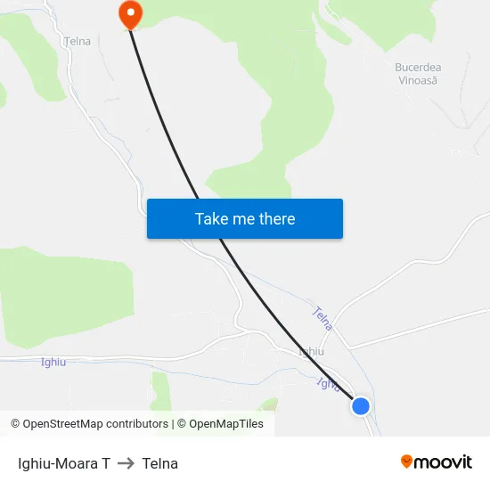 Ighiu-Moara T to Telna map
