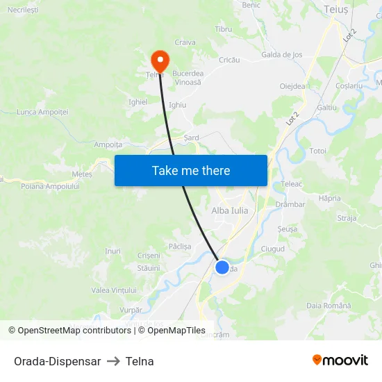 Orada-Dispensar to Telna map