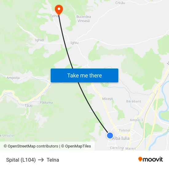 Spital (L104) to Telna map