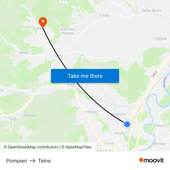 Pompieri to Telna map