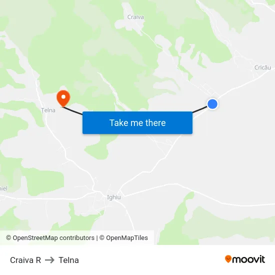 Craiva R to Telna map