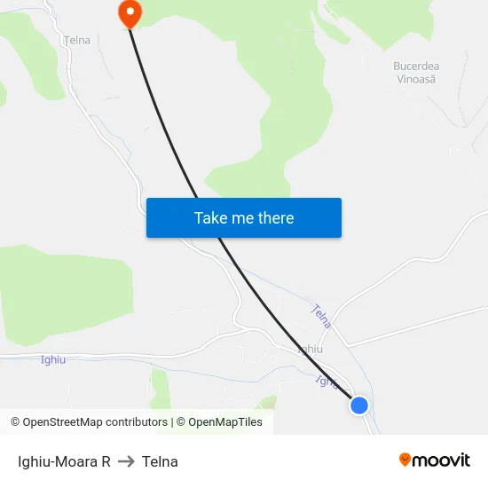 Ighiu-Moara R to Telna map