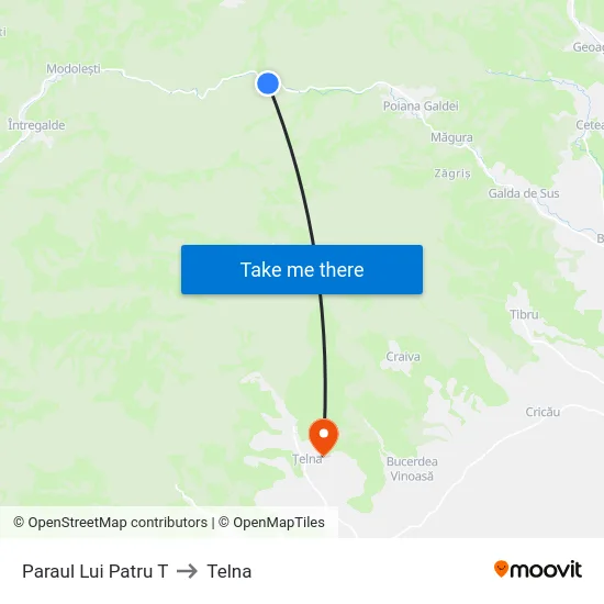 Paraul Lui Patru T to Telna map