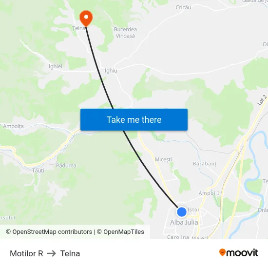 Motilor R to Telna map