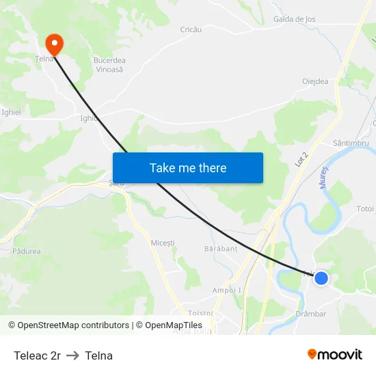Teleac 2r to Telna map