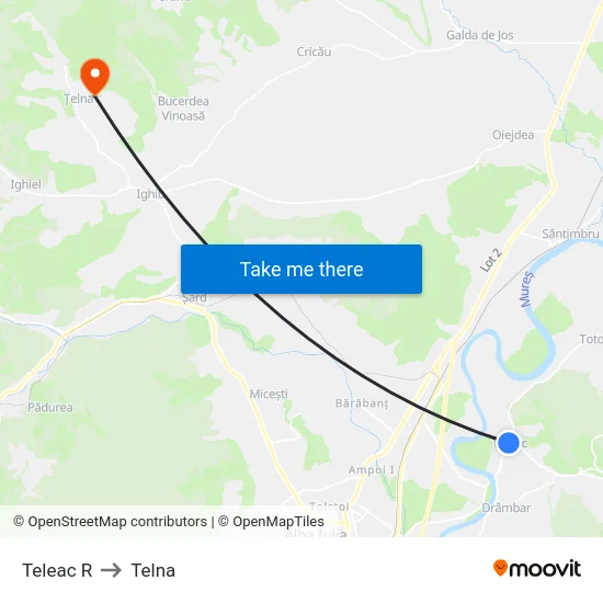 Teleac R to Telna map