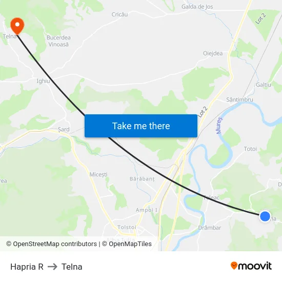 Hapria R to Telna map