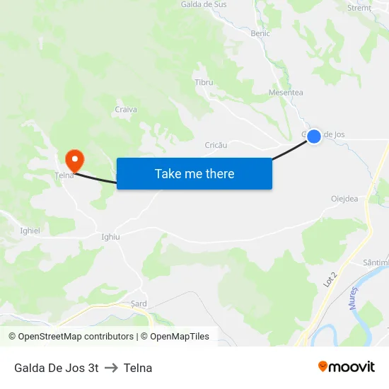 Galda De Jos 3t to Telna map