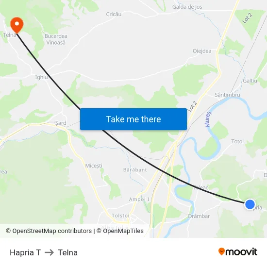 Hapria T to Telna map