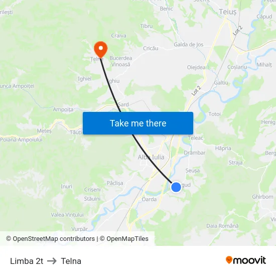 Limba 2 T to Telna map