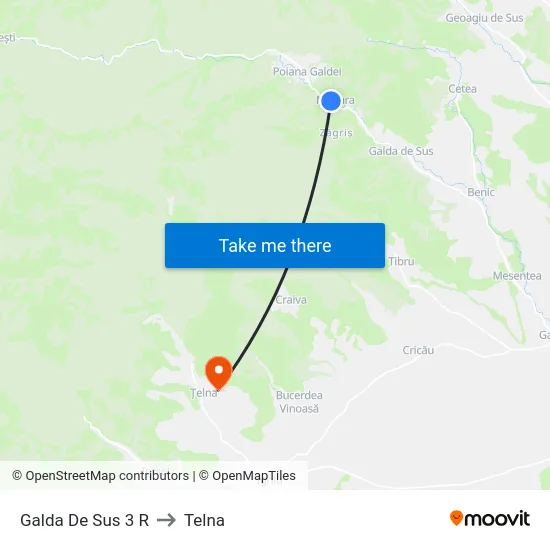 Galda De Sus 3 R to Telna map