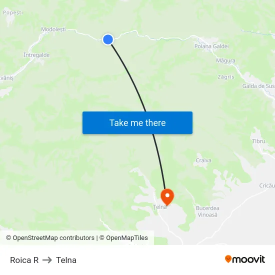 Roica R to Telna map
