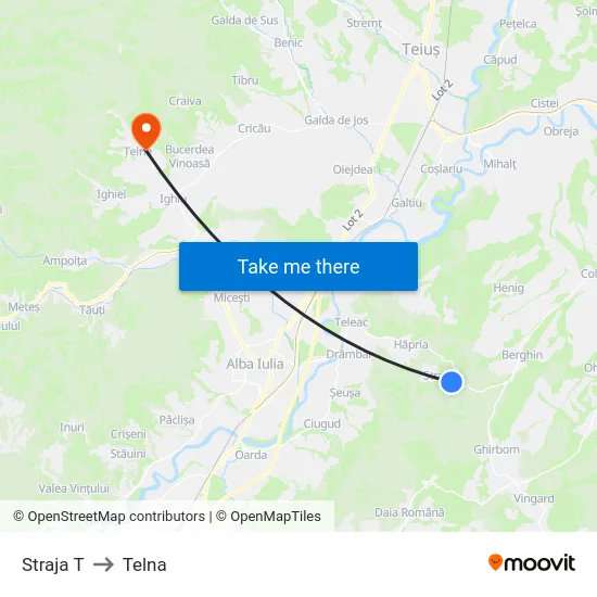 Straja T to Telna map