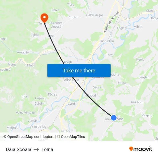 Daia Școală to Telna map