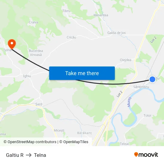 Galtiu R to Telna map